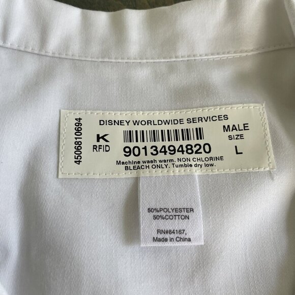 Disney Worldwide Services Cast Member White Button Short Sleeve Mens Large (N8) - Picture 7 of 9